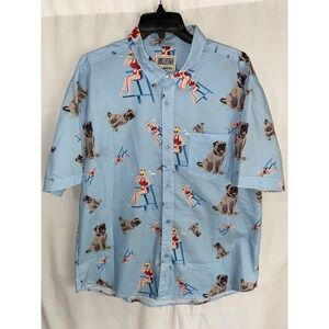 RSVLTS The Sandlot Button Down Shirt Men's XL Blue Wendy Peffercorn‎ Dog Beast